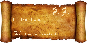 Hirter Fanni névjegykártya